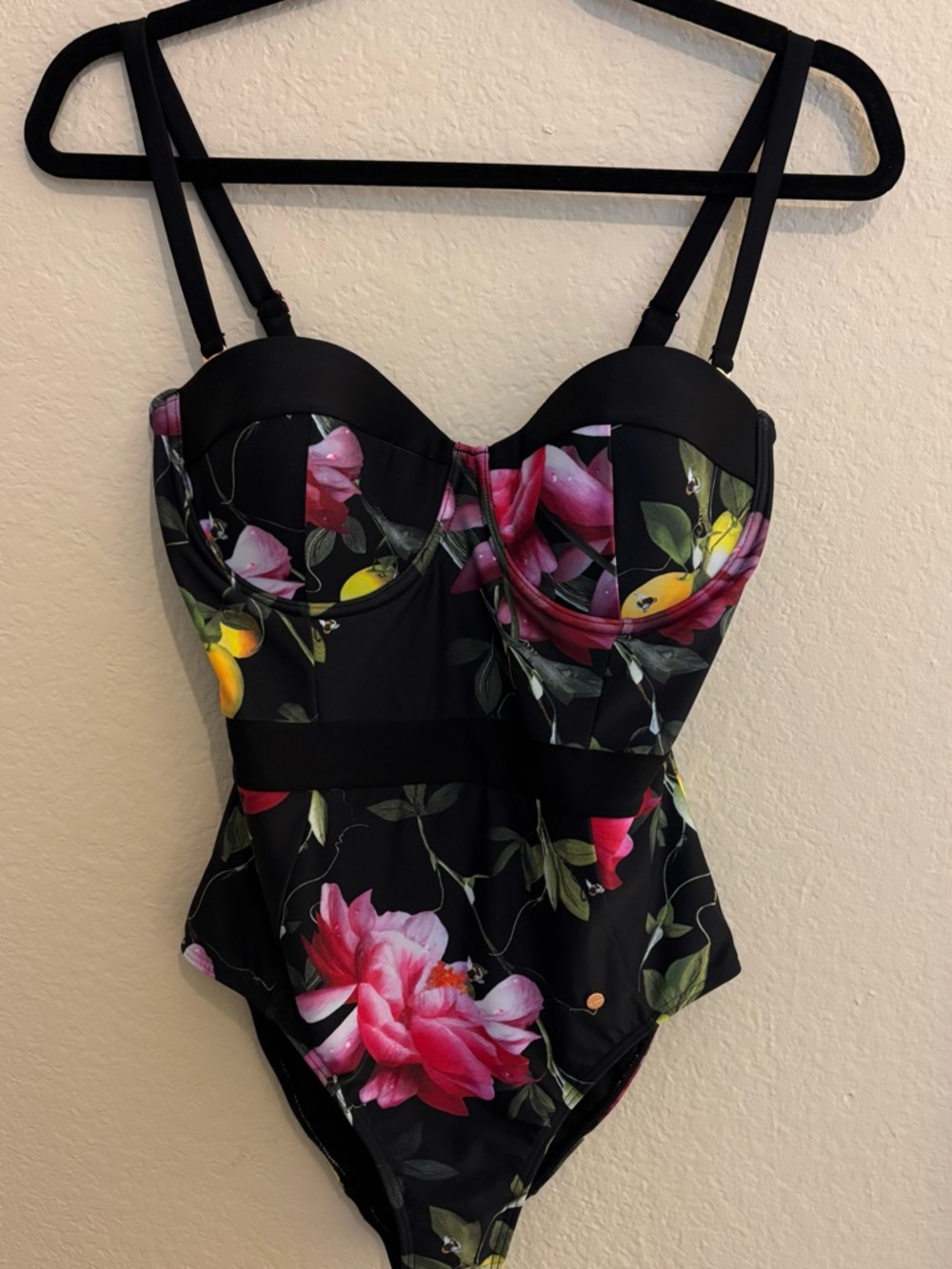 Ted Baker Black Floral Swimsuit 34DD